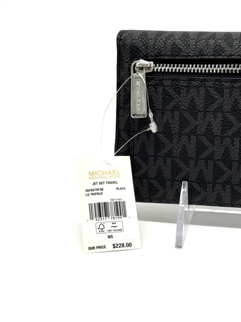 Michael Kors Large Trifold Wallet Black Signature - Picture 10 of 10